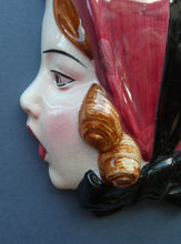 Load image into Gallery viewer, 1930s ART DECO Wall Mask by Cope &amp; Co. Girl with Dark Pink Bonnet and Black Ribbon
