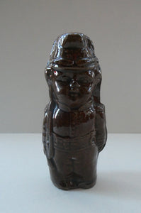 Antique Staffordshire / Scottish 19th Century Bank or Money Box with Treacle Glaze. In the form of a Little Double-Sided Man