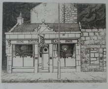 Load image into Gallery viewer, SCOTTISH ART: Rare 1970s ABERBEEN PUBS Etching: &quot;The Hairy Bar&quot; by William J. Watson. Pencil Signed
