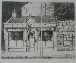 SCOTTISH ART: Rare 1970s ABERBEEN PUBS Etching: "The Hairy Bar" by William J. Watson. Pencil Signed