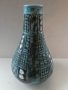 Vintage 1960s West German BRUSTALIST Bottle Vase. Uberlacker Ceramics / U-keramik