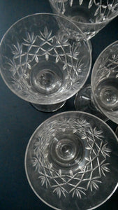 Set of Six Matching LARGE Edinburgh Crystal Wine Goblets: 6 3/4 inches (Unidentified Pattern)