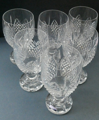 Rare SET OF SIX: Edinburgh Crystal Millennium Collection. Short Chunky Wine Goblets: 5 7/8 inches