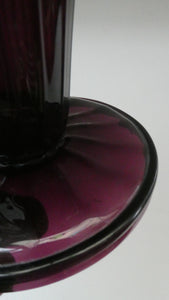 Stylish 1909 James POWELL for Whitefriars Glass Fluted Amethyst Vase. Trumpet Shaped.  5 inches