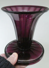 Load image into Gallery viewer, Stylish 1909 James POWELL for Whitefriars Glass Fluted Amethyst Vase. Trumpet Shaped.  5 inches
