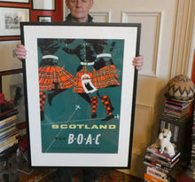 Load image into Gallery viewer, ORIGINAL 1950s Lithographic Scottish TRAVEL POSTER. &quot;Scotland Fly B.O.A.C.&quot; FRAMED
