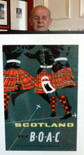 Load image into Gallery viewer, ORIGINAL 1950s Lithographic Scottish TRAVEL POSTER. &quot;Scotland Fly B.O.A.C.&quot; FRAMED
