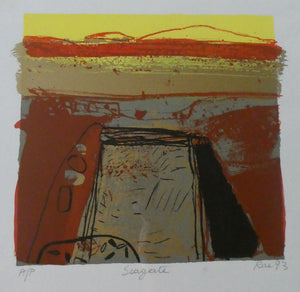 SCOTTISH ART: 1993 Original Screenprint by BARBARA RAE (b. 1943) Entitled "Seagate". Pencil signed