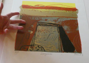 SCOTTISH ART: 1993 Original Screenprint by BARBARA RAE (b. 1943) Entitled "Seagate". Pencil signed