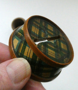  Antique Victorian Scottish Mauchline Ware TARTANWARE Bank or Money Box in the Shape of a Barrel