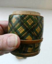 Load image into Gallery viewer,  Antique Victorian Scottish Mauchline Ware TARTANWARE Bank or Money Box in the Shape of a Barrel
