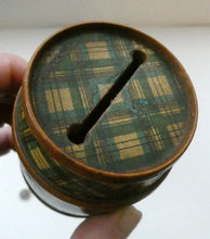 Load image into Gallery viewer,  Antique Victorian Scottish Mauchline Ware TARTANWARE Bank or Money Box in the Shape of a Barrel
