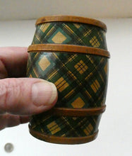 Load image into Gallery viewer,  Antique Victorian Scottish Mauchline Ware TARTANWARE Bank or Money Box in the Shape of a Barrel
