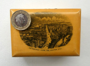 Antique 19th Century MAUCHLINE Ware Box. View of Edinburgh from Calton Hill on the Lid