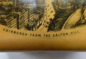 Antique 19th Century MAUCHLINE Ware Box. View of Edinburgh from Calton Hill on the Lid