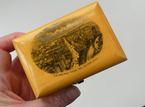 Antique 19th Century MAUCHLINE Ware Box. View of Edinburgh from Calton Hill on the Lid