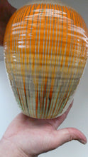 Load image into Gallery viewer, LARGE Shelley Harmony &quot;Dripware&quot; Vase. Orange and Cream Hues with Lots of Streaks: 8 1/2 inches
