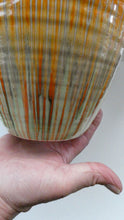 Load image into Gallery viewer, LARGE Shelley Harmony &quot;Dripware&quot; Vase. Orange and Cream Hues with Lots of Streaks: 8 1/2 inches
