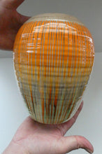 Load image into Gallery viewer, LARGE Shelley Harmony &quot;Dripware&quot; Vase. Orange and Cream Hues with Lots of Streaks: 8 1/2 inches
