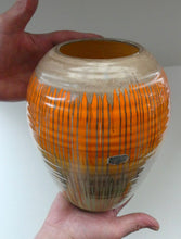 Load image into Gallery viewer, LARGE Shelley Harmony &quot;Dripware&quot; Vase. Orange and Cream Hues with Lots of Streaks: 8 1/2 inches
