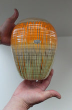 Load image into Gallery viewer, LARGE Shelley Harmony &quot;Dripware&quot; Vase. Orange and Cream Hues with Lots of Streaks: 8 1/2 inches
