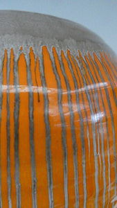 LARGE Shelley Harmony "Dripware" Vase. Orange and Cream Hues with Lots of Streaks: 8 1/2 inches