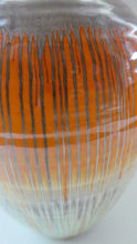 Load image into Gallery viewer, LARGE Shelley Harmony &quot;Dripware&quot; Vase. Orange and Cream Hues with Lots of Streaks: 8 1/2 inches
