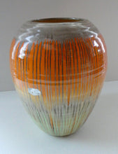 Load image into Gallery viewer, LARGE Shelley Harmony &quot;Dripware&quot; Vase. Orange and Cream Hues with Lots of Streaks: 8 1/2 inches
