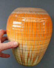 Load image into Gallery viewer, LARGE Shelley Harmony &quot;Dripware&quot; Vase. Orange and Cream Hues with Lots of Streaks: 8 1/2 inches
