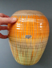 Load image into Gallery viewer, LARGE Shelley Harmony &quot;Dripware&quot; Vase. Orange and Cream Hues with Lots of Streaks: 8 1/2 inches
