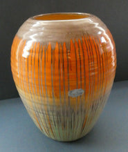 Load image into Gallery viewer, LARGE Shelley Harmony &quot;Dripware&quot; Vase. Orange and Cream Hues with Lots of Streaks: 8 1/2 inches
