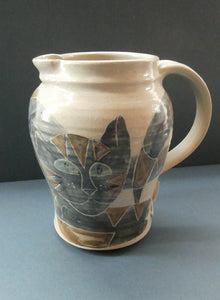 1992 STUDIO POTTERY Jug by Irma Demianczuk. Decorated with Cats and Mouse Motifs