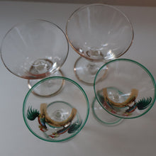 Load image into Gallery viewer, Vintage 1930s Glass Cockerel / Rooster SET OF FIVE Miniature Glasses. Rare Cock Fighting Images 
