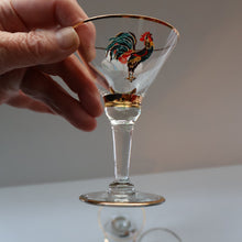 Load image into Gallery viewer, Vintage 1930s Glass Cockerel / Rooster Miniature Liqueur Glasses
