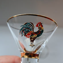 Load image into Gallery viewer, Vintage 1930s Glass Cockerel / Rooster Miniature Liqueur Glasses
