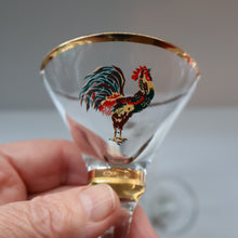 Load image into Gallery viewer, Vintage 1930s Glass Cockerel / Rooster Miniature Liqueur Glasses
