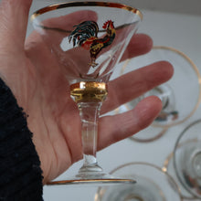 Load image into Gallery viewer, Vintage 1930s Glass Cockerel / Rooster Miniature Liqueur Glasses
