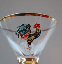 Load image into Gallery viewer, Vintage 1930s Glass Cockerel / Rooster Miniature Liqueur Glasses
