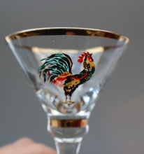 Load image into Gallery viewer, Vintage 1930s Glass Cockerel / Rooster Miniature Liqueur Glasses
