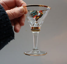 Load image into Gallery viewer, Vintage 1930s Glass Cockerel / Rooster Miniature Liqueur Glasses
