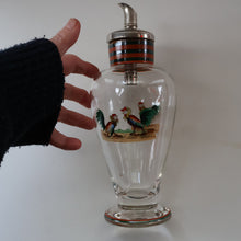 Load image into Gallery viewer, Vintage 1930s Glass Cockerel / Rooster Glass Decanter and 6 Matching Shot Glasses. Rare Cock Fighting Images
