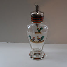 Load image into Gallery viewer, Vintage 1930s Glass Cockerel / Rooster Glass Decanter and 6 Matching Shot Glasses. Rare Cock Fighting Images
