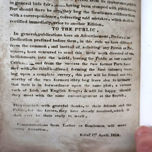 Published 1818. Rare GEORGIAN Scottish Music Book. The Miniature Museum of Scotch Songs. Volume One