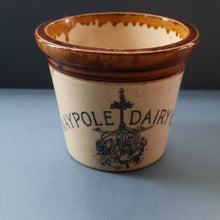 Load image into Gallery viewer, SCOTTISH POTTERY. Antique PORT DUNDAS (Glasgow) 3 lbs Stoneware Crock with Handle. MAYPOLE DAIRY
