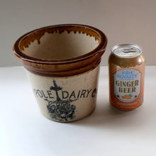 Load image into Gallery viewer, SCOTTISH POTTERY. Antique PORT DUNDAS (Glasgow) 3 lbs Stoneware Crock with Handle. MAYPOLE DAIRY
