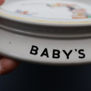 1930s SHELLEY POTTERY Mabel Lucie Attwell Heavy Baby Plate. Motoring Image with Mouse Driving a Car