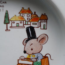 Load image into Gallery viewer, 1930s SHELLEY POTTERY Mabel Lucie Attwell Heavy Baby Plate. Motoring Image with Mouse Driving a Car
