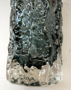 Genuine 1960s WHITEFRIARS Pewter Cylinder "Bark" vase by Geoffrey Baxter; 7 1/2 inches