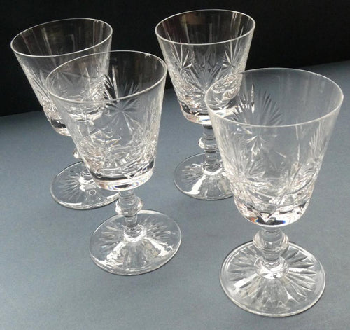 FOUR ONLY. Vintage Edinburgh Crystal Claret or Small Wine Glasses. STAR OF EDINBURGH Pattern. 5 1/8 inches