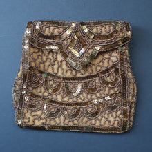 Load image into Gallery viewer, 1940s Pretty Little Vintage Sequin and Glass Beads Evening Purse. Made in Belgium
